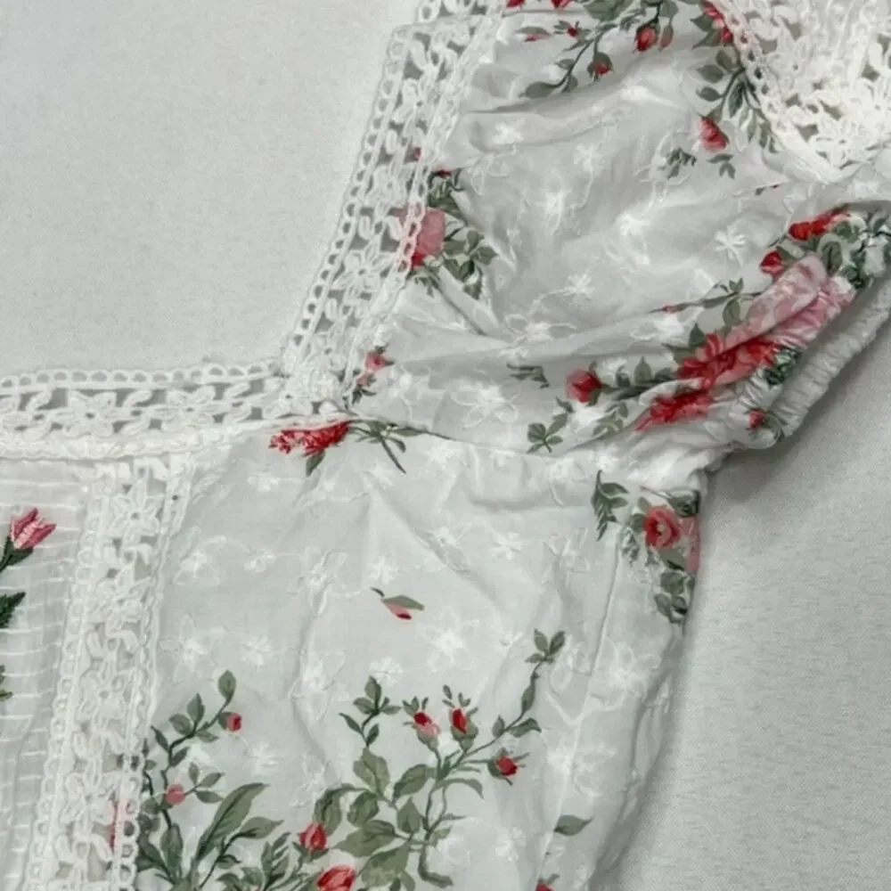 Altar'd State Embroidered Cotton Mini Dress Puff Sleeve Romantic Small NWOT - Picture 8 of 11